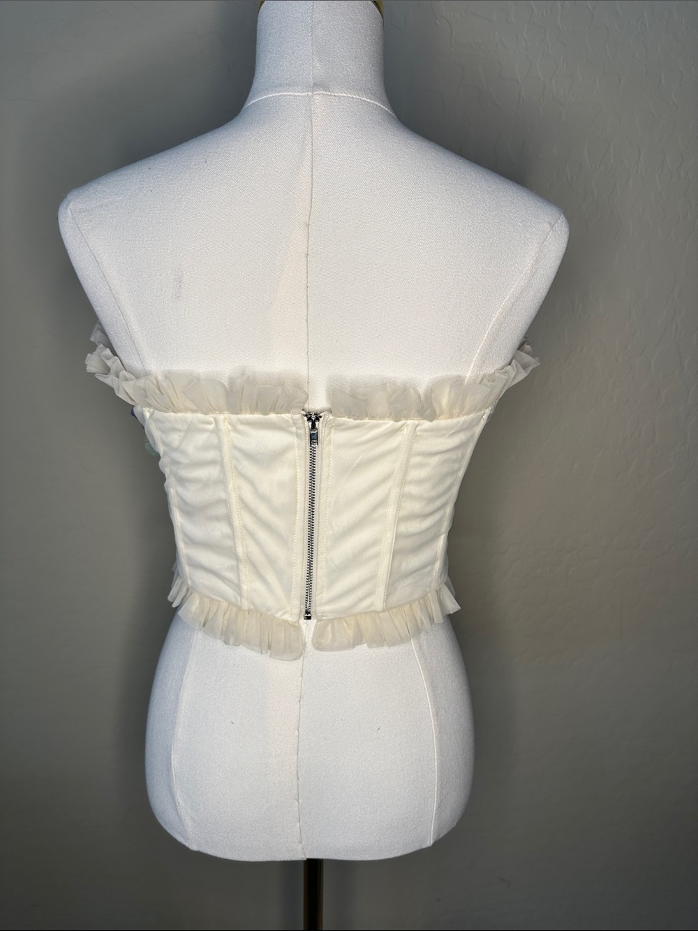 Fashion Nova Ivory Butterfly Lace-Up Corset Top - Picture 3 of 7